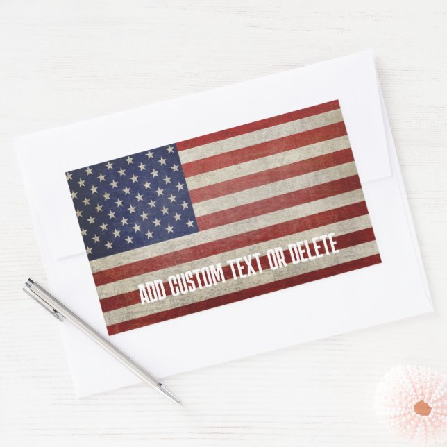 Weathered, distressed American Flag Rectangular Sticker (Envelope)