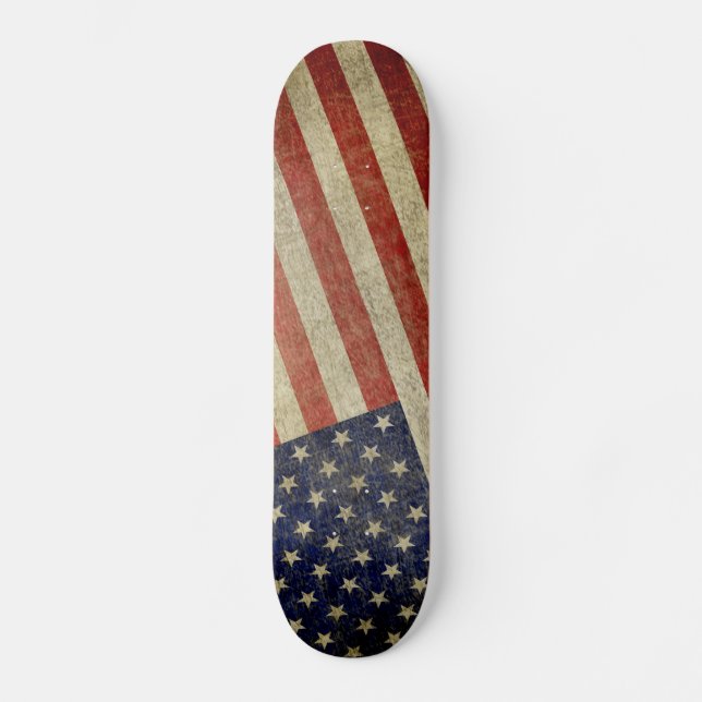 Weathered, distressed American Flag Skateboard (Front)