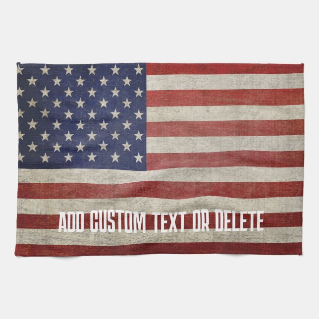 Weathered, distressed American Flag Tea Towel (Horizontal)
