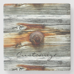 Weathered driftwood Thunder_Cove  Stone Coaster