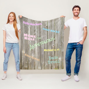 Weathered Fence Custom Graffiti Names Fleece Blanket