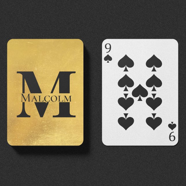 Weathered Gold Personalised Monogram Custom Name Playing Cards (Creator Uploaded)