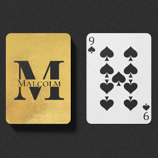 Weathered Gold Personalized Monogram Custom Name Playing Cards