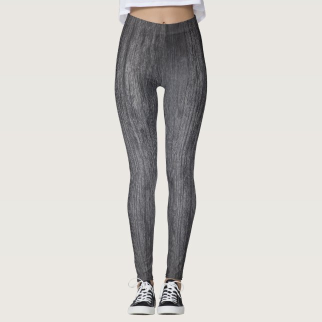 weathered grey wood design leggings (Front)