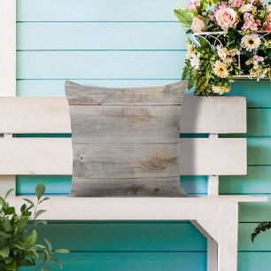 Weathered Grey Wood Tone Square Cushion
