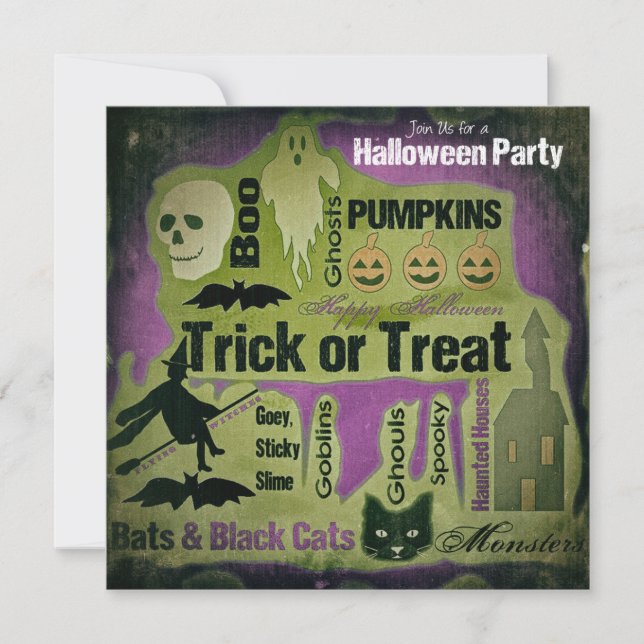 Weathered Halloween Party Invitation (Front)