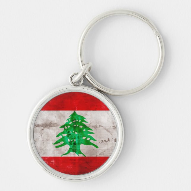 Weathered Lebanon Flag Key Ring (Front)