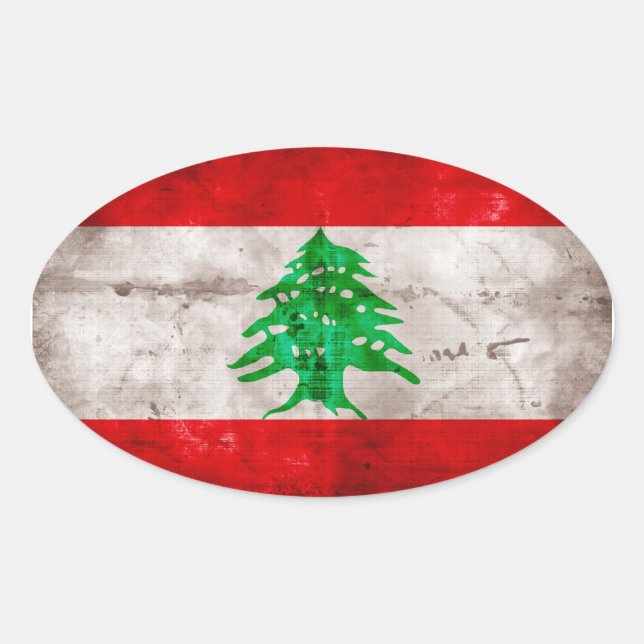 Weathered Lebanon Flag Oval Sticker (Front)