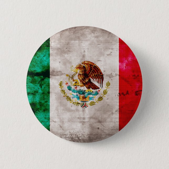 Weathered Mexican Flag 6 Cm Round Badge (Front)