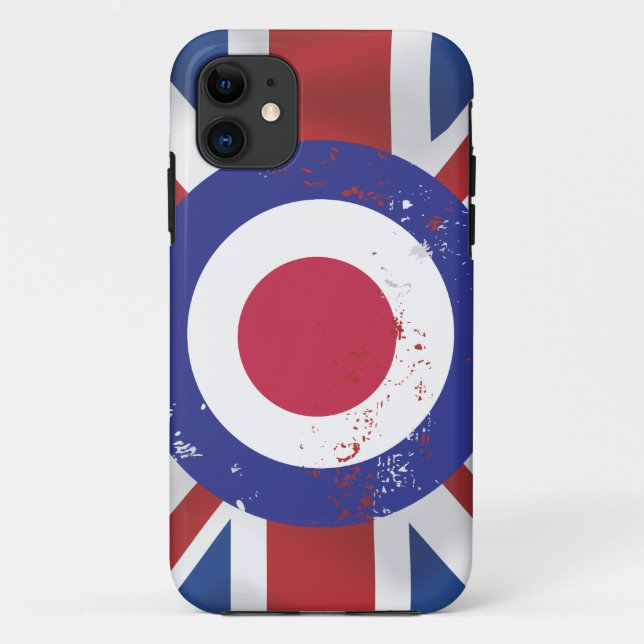 Weathered Mod Target on silk effect Union Jack Case-Mate iPhone Case (Back)