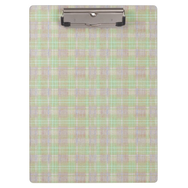 Weathered Neutral Sage Plaid Clipboard (Front)