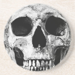 Weathered Old Skull - Black & White Coaster