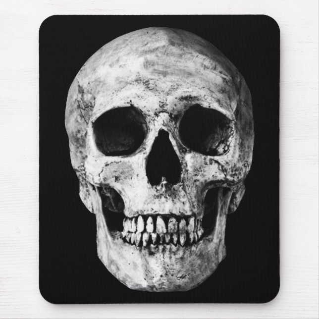 Weathered Old Skull - Black & White Mouse Mat (Front)
