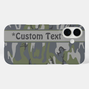 Weathered Outcrop Camo w/ Custom Text iPhone 16 Case