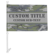 Weathered Outcrop Grey Camo Car Flag w/ Text