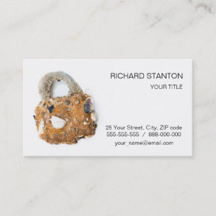 Weathered padlock business card