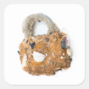 Weathered padlock square sticker