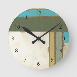 Weathered Panel Painting by Jennifer Goldberger Round Clock