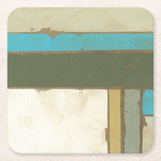 Weathered Panel Painting by Jennifer Goldberger Square Paper Coaster (Front)