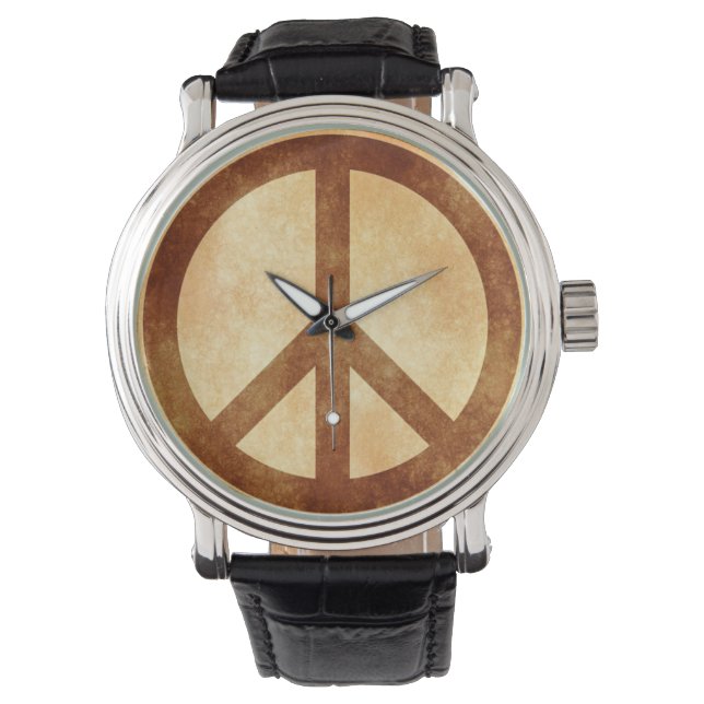 Weathered Peace Sign Men's Watch (Front)