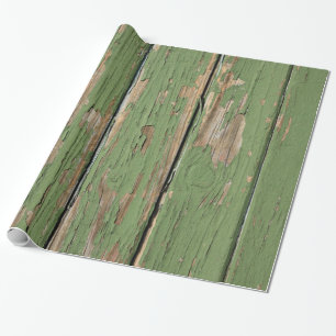 Weathered Peeling Paint on Wooden Boards Wrapping Paper