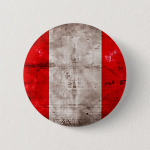 Weathered Peru Flag 6 Cm Round Badge