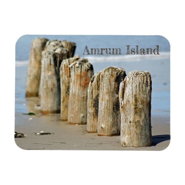 Weathered Posts in Sand on Beach, Amrum Island Magnet (Horizontal)