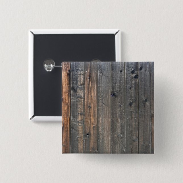 Weathered Redwood Fence Closeup Photo Image Print 15 Cm Square Badge (Front & Back)