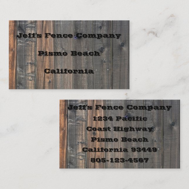 Weathered Redwood Fence Closeup Photo Image Print Business Card (Front/Back)