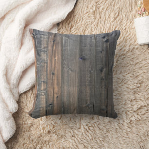 Weathered Redwood Fence Closeup Photo Image Print Cushion