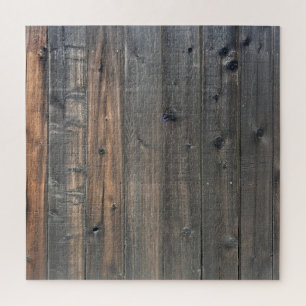 Weathered Redwood Fence Closeup Photo Image Print Jigsaw Puzzle