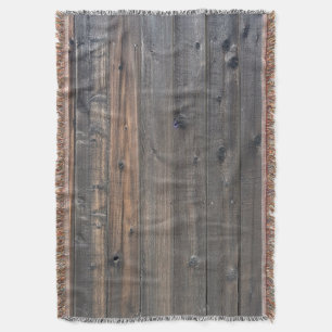 Weathered Redwood Fence Closeup Photo Image Print Throw Blanket