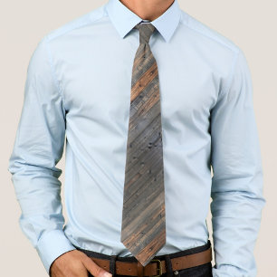 Weathered Redwood Fence Closeup Photo Image Print Tie