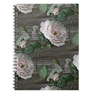 Weathered Roses on Wood Notebook