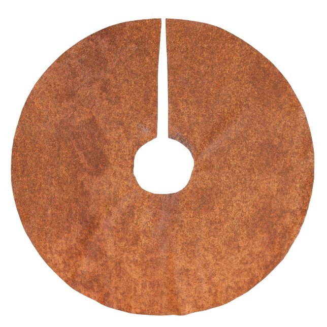 Weathered rusted metal: orange-red texture. brushed polyester tree skirt (Front)