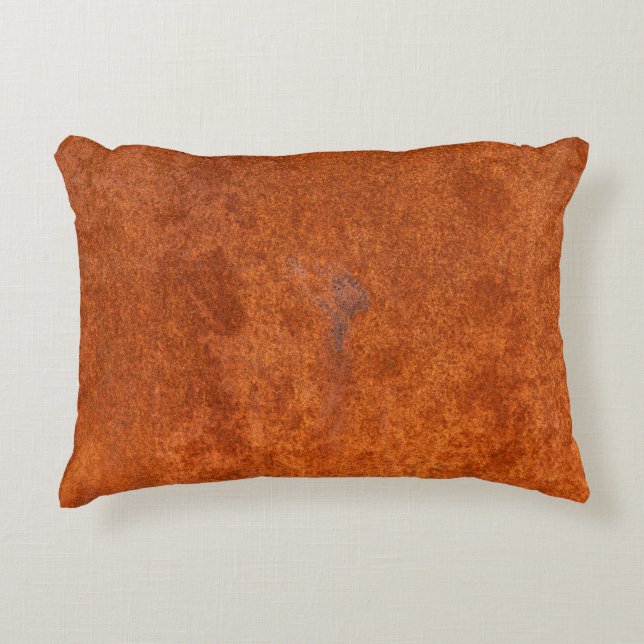 Weathered rusted metal: orange-red texture. decorative cushion (Front)
