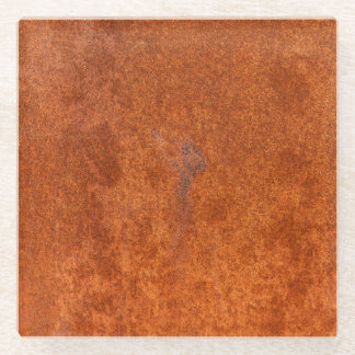 Weathered rusted metal: orange-red texture. glass coaster