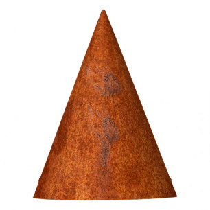 Weathered rusted metal: orange-red texture. party hat
