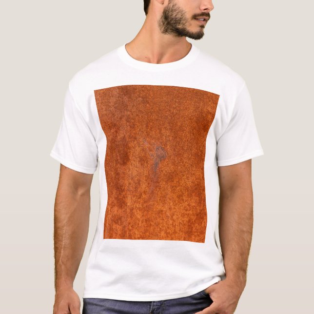 Weathered rusted metal: orange-red texture. T-Shirt (Front)