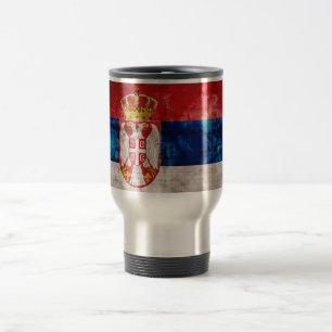 Weathered Serbia Flag Travel Mug