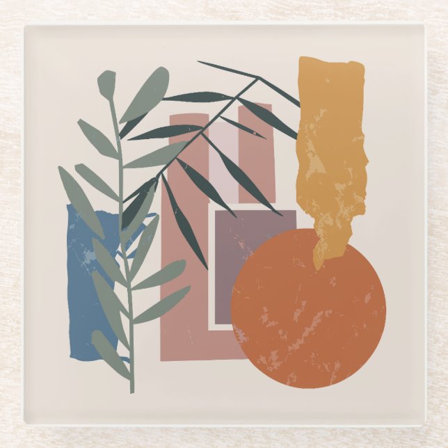 Weathered Shapes And Stalks Glass Coaster (Front)