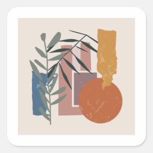 Weathered Shapes And Stalks Square Sticker