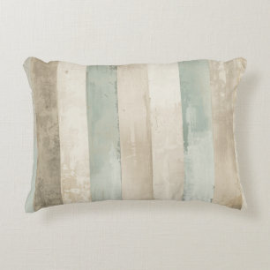 Weathered Soft Blue Tan Brown White Rustic Stripe Decorative Cushion