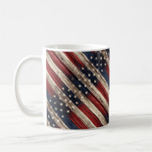 Weathered Stars & Stripes Wood Flag Coffee Mug