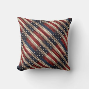 Weathered Stars & Stripes Wood Flag Cushion