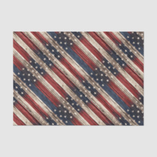 Weathered Stars & Stripes Wood Flag Tissue Paper