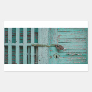 Weathered Turquoise Door Rectangular Sticker