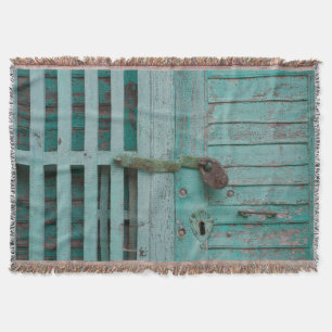 Weathered Turquoise Door Throw Blanket
