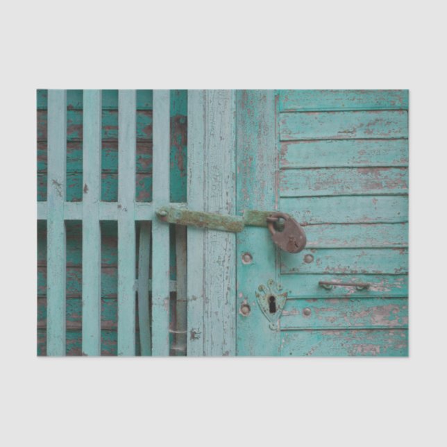 Weathered Turquoise Door Tissue Paper (Front)