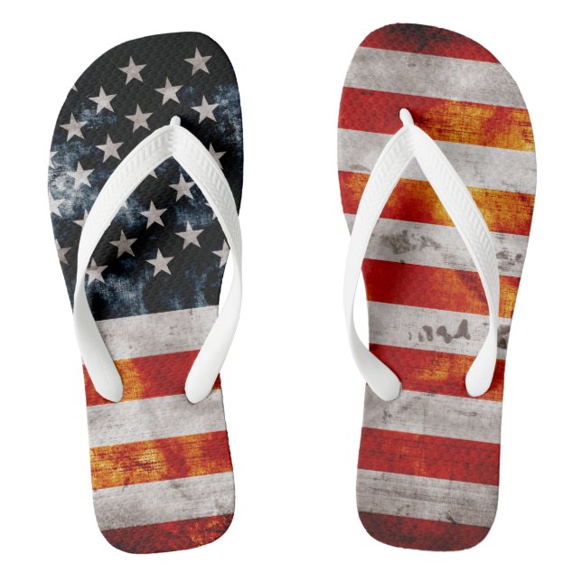 Weathered Vintage American Flag Flip Flops (Footbed)